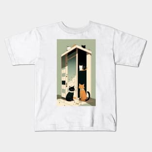 Feline Reverie: Abstract Interpretations of Cat Essence Kids T-Shirt